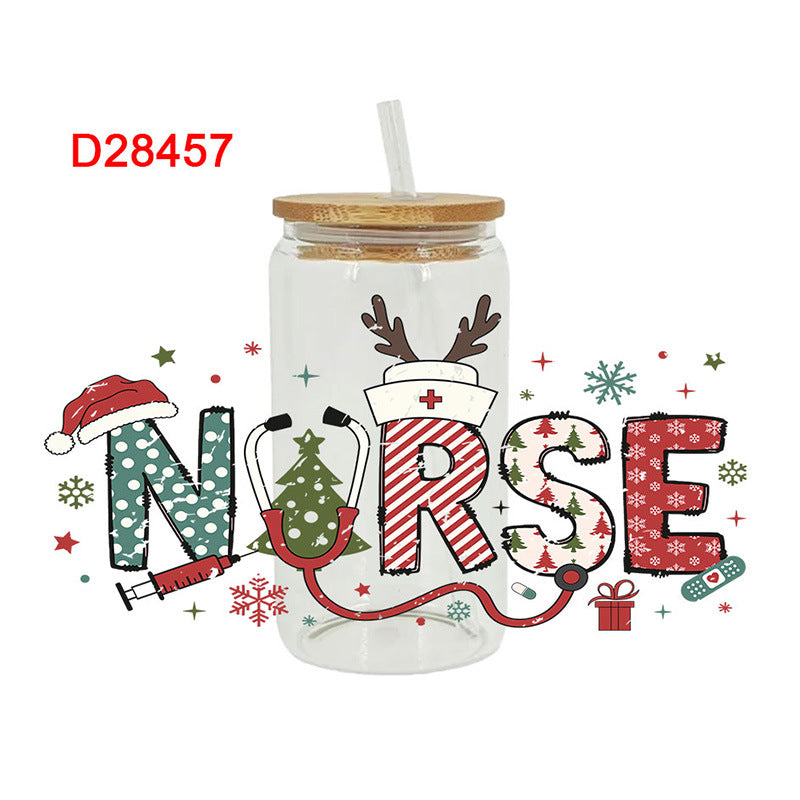 Wholesale Colorful Christmas Series  16oz Cup UV DTF Wraps