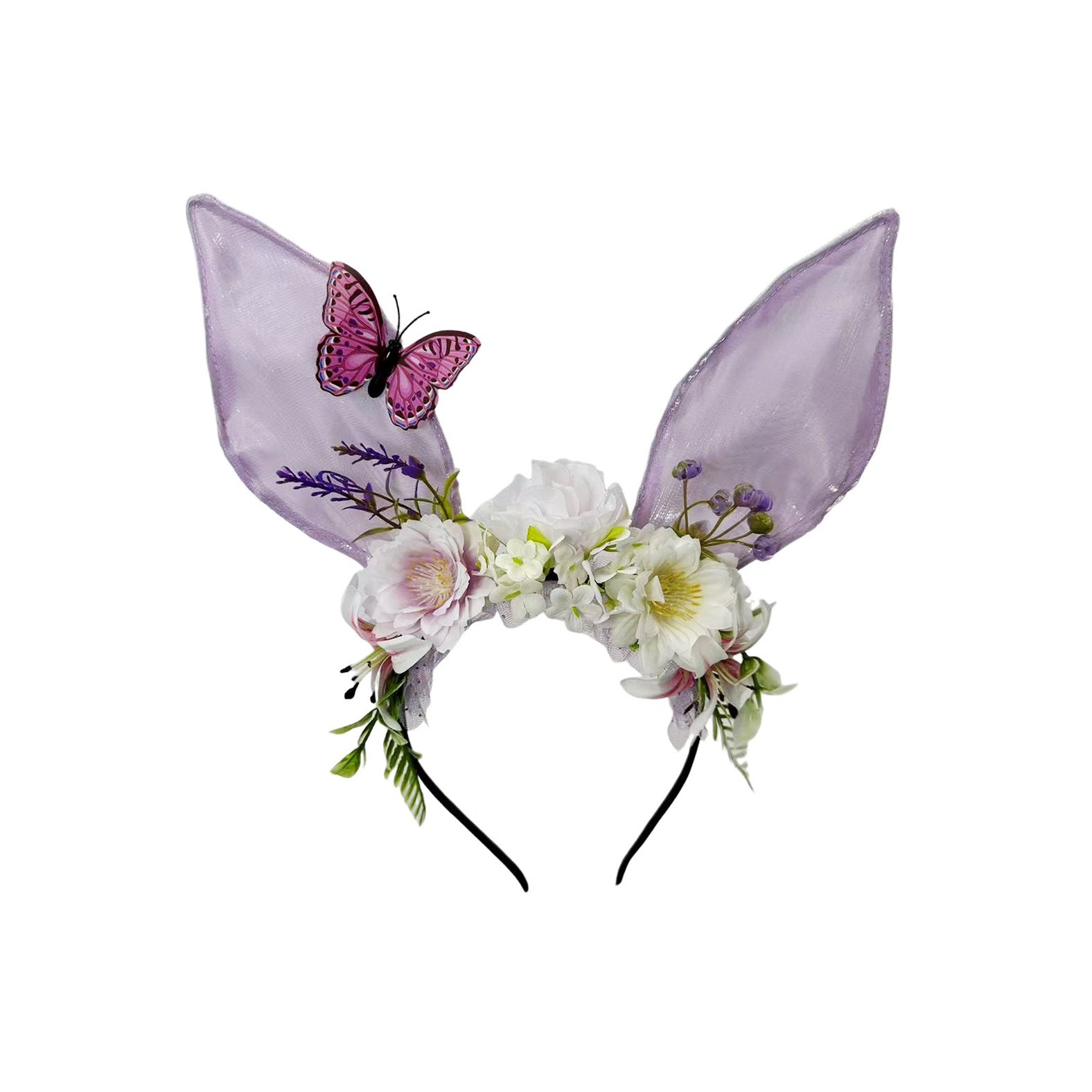 Wholesale 5pcs Flower Rabbit Ears Mesh Rabbit Easter Butterfly Headband