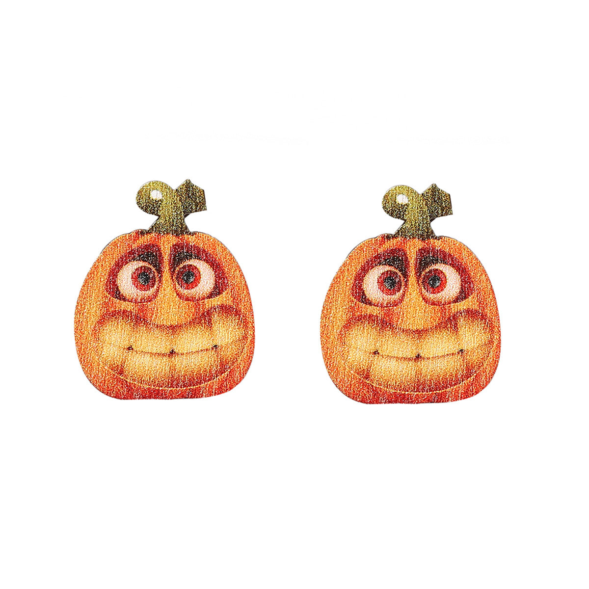 Wholesale Halloween Creative Funny Wood Printed Pumpkin Expression Pack Earrings