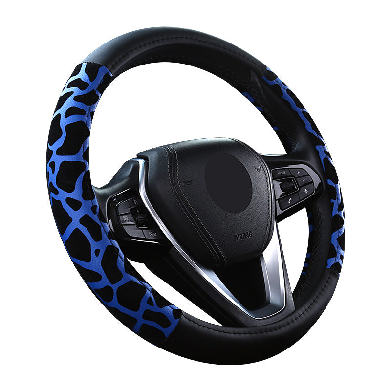 Wholesale Leopard Print Color Block Leather Anti-slip Sweat-absorbent Car Steering Imitation Leather Wheel Cover