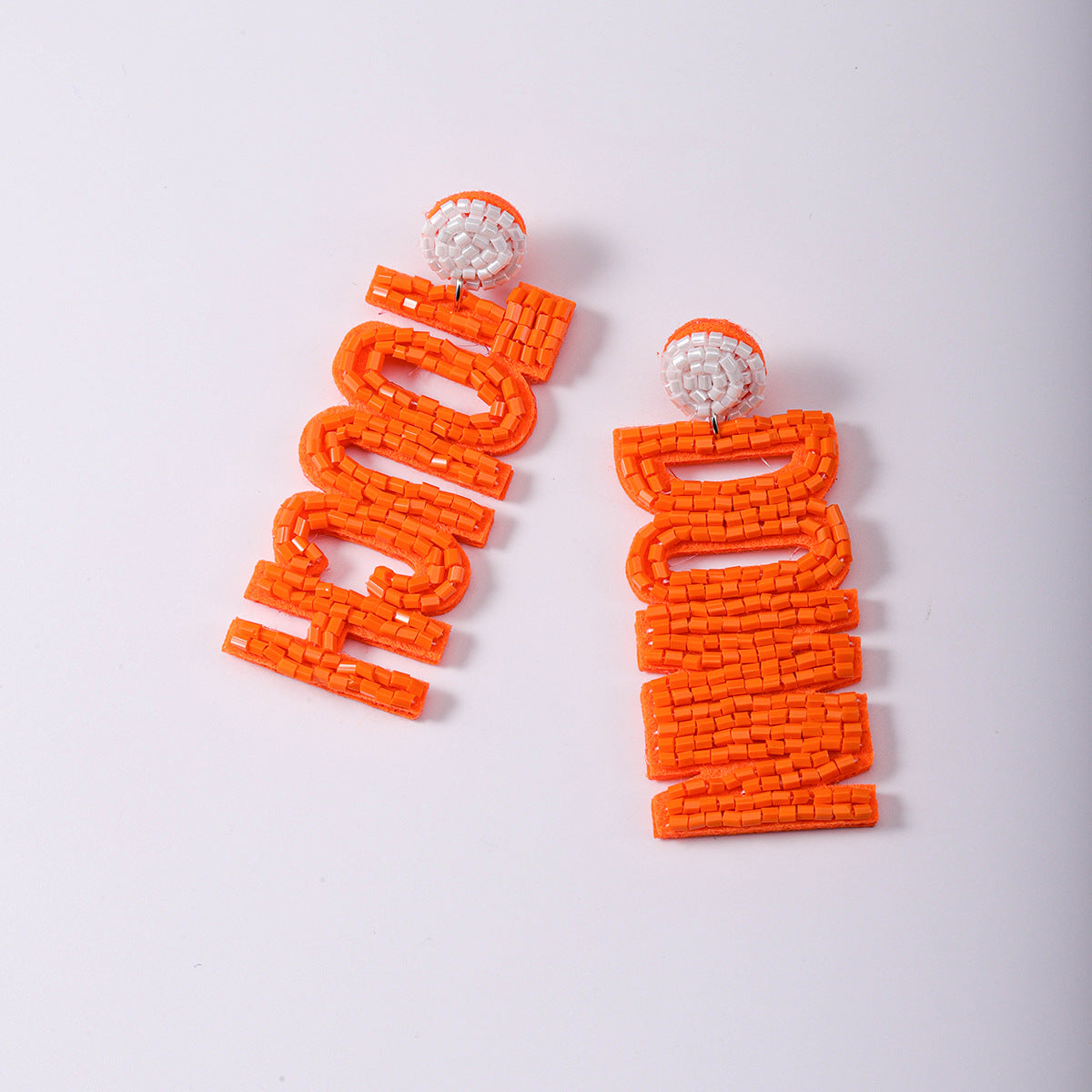 Wholesale Sports Style Game Day Fabric Handmade Rice Bead Earrings