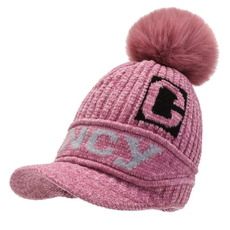 Wholesale of New Winter Plush and Warm Cute Fur Ball Wool Hats