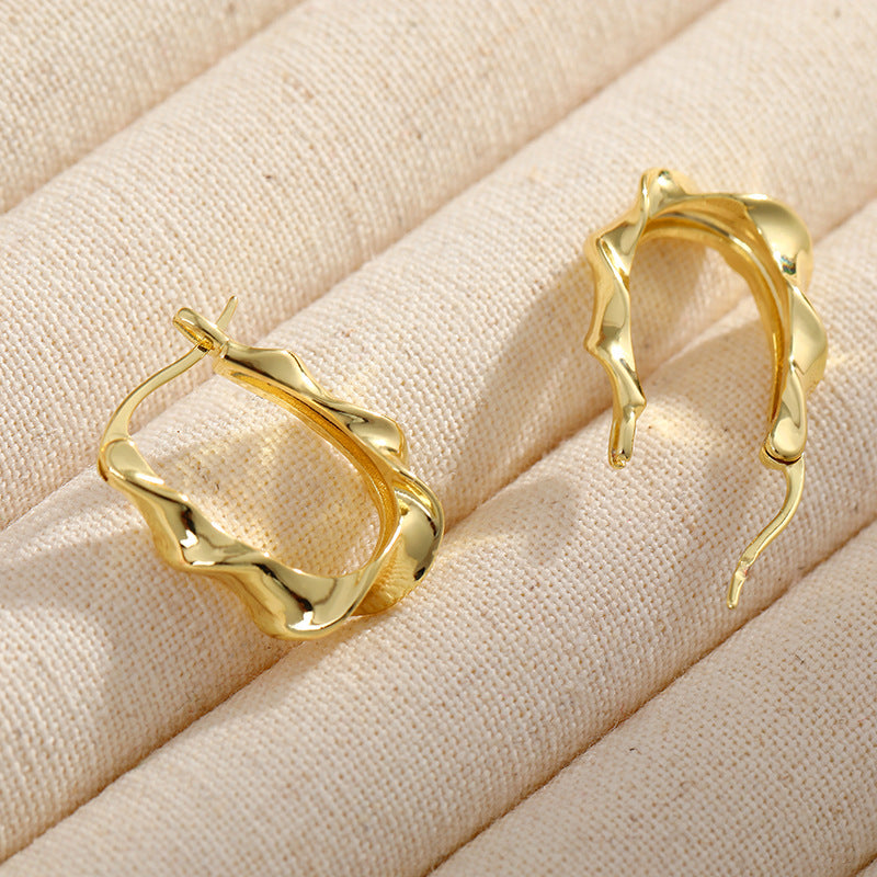 Wholesale Retro Geometric Irregular Wave Pattern Earrings