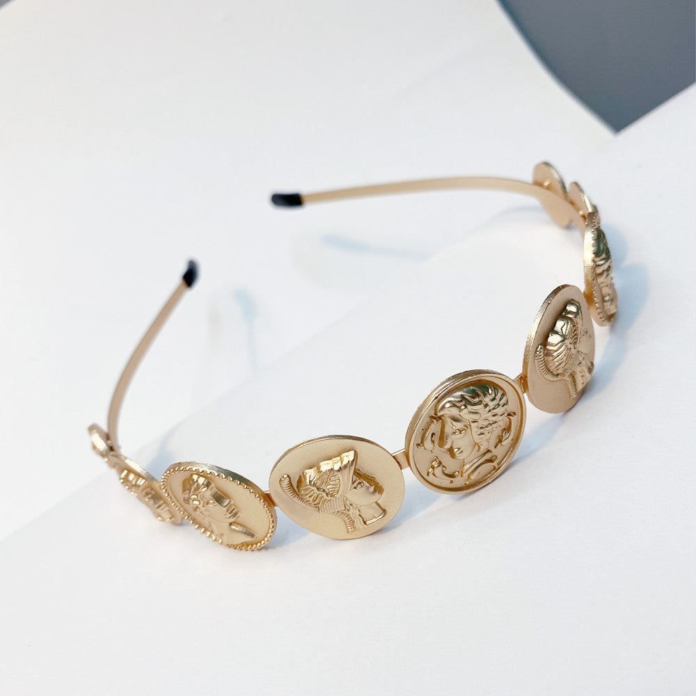 Wholesale Alloy Round Brand Gold Hairband
