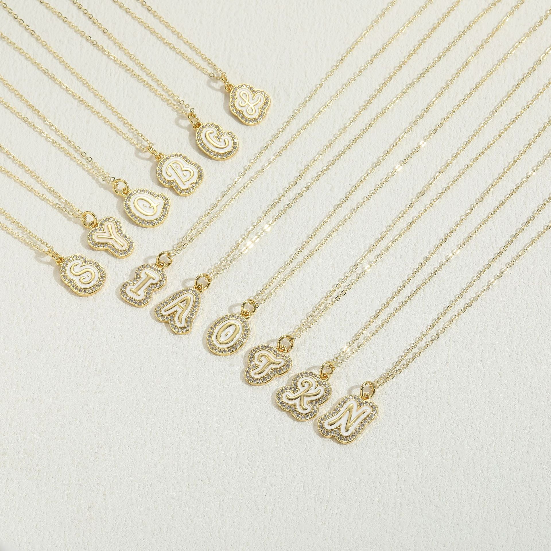 Wholesale Zircon 26 Letter Pendant Copper Necklace