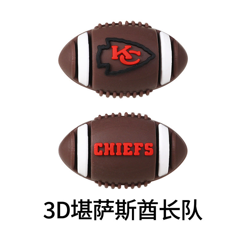 Wholesale 20pcs/pack  Rugby team logo silicone 3D Focal Beads