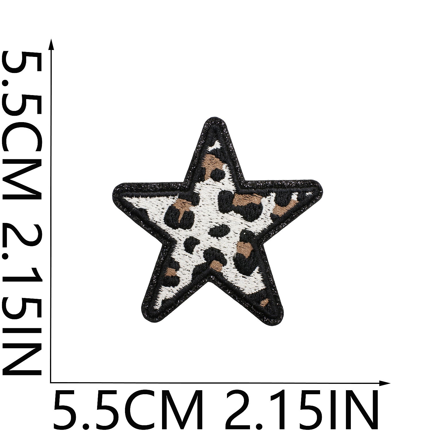 Wholesale Leopard Print Glitter Star Embroidered Patch Polyester Applique For Clothing Bags DIY