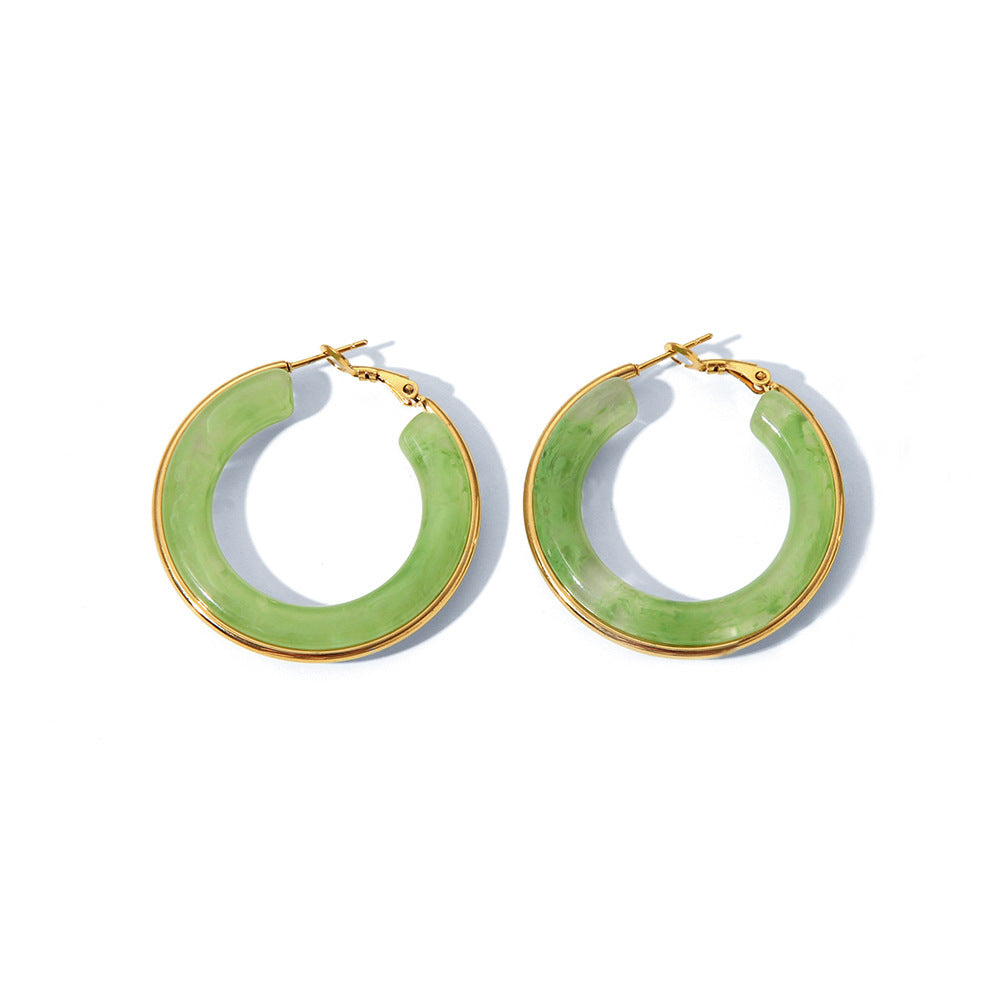Wholesale Stainless Steel Earrings Resin Hoops Luxury  Earrings