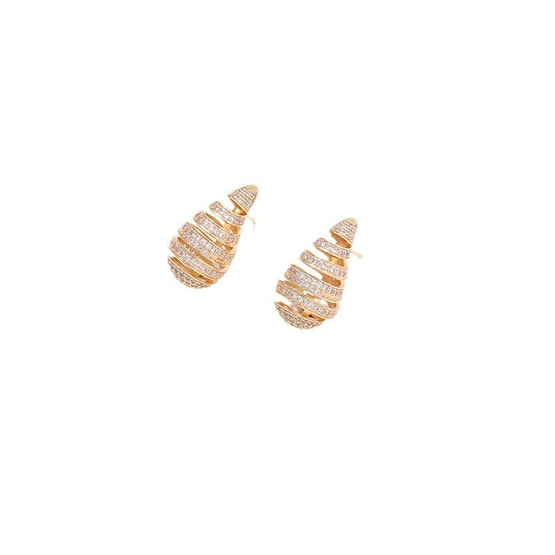 Wholesale Water Drop Crescent Thread Copper Gold Plated Earrings