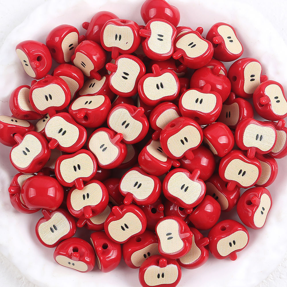 Wholesale 5pcs Handmade DIY Acrylic Beads Cute Bear Apple Five-Pointed Star