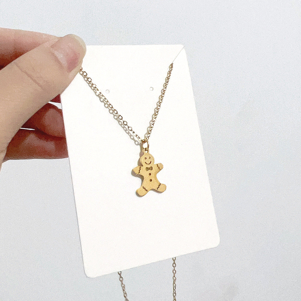 Wholesale Christmas Series Titanium Steel 18K Gold Necklace Clavicle Chain