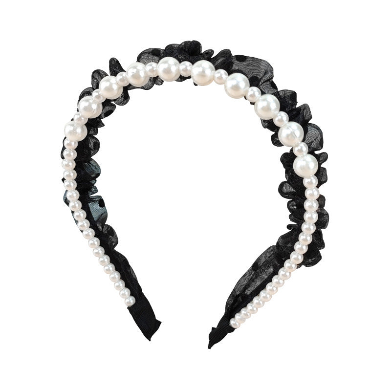 Wholesale Mesh Beaded Wave Point Hair Hoops
