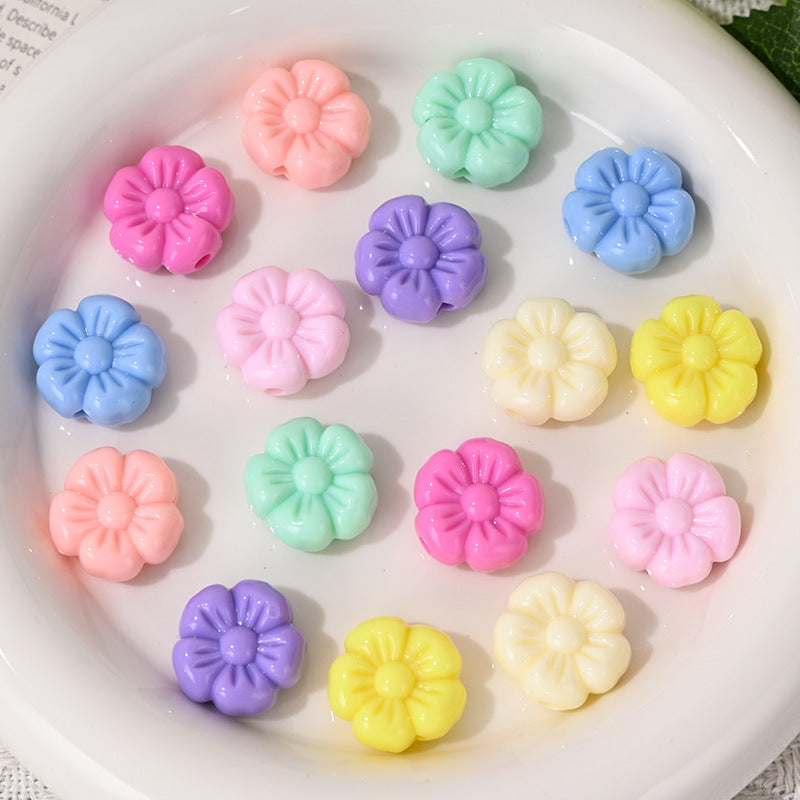Wholesale 5pcs/pack  Acrylic Cream Candy Color Small Flower Beads  Acrylic Beads