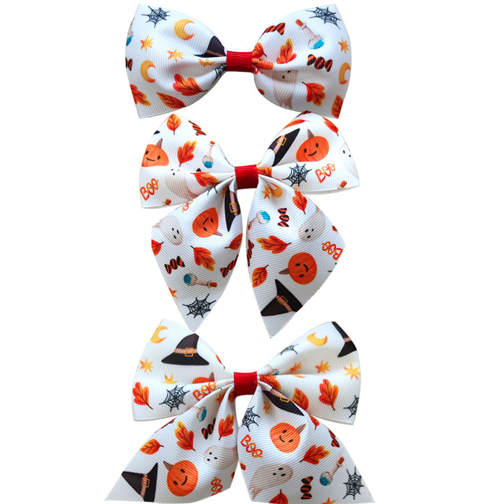Wholesale Halloween 3-piece Set Printed Girl's Bow Hairpin