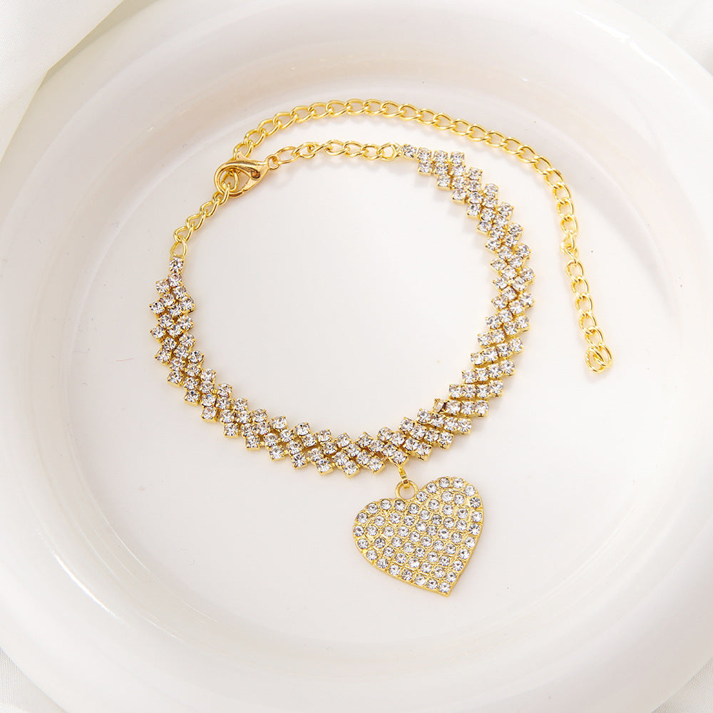 Wholesale Diamond-shaped Rhombus Love Anklets