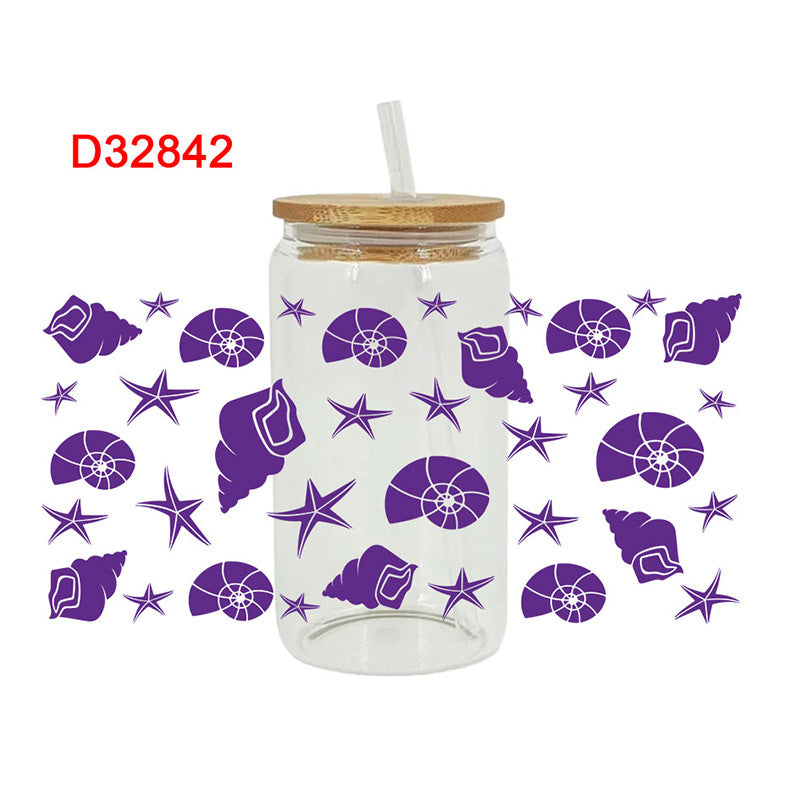 Wholesale  Blue marine animals 16oz Cup UV DTF Wraps