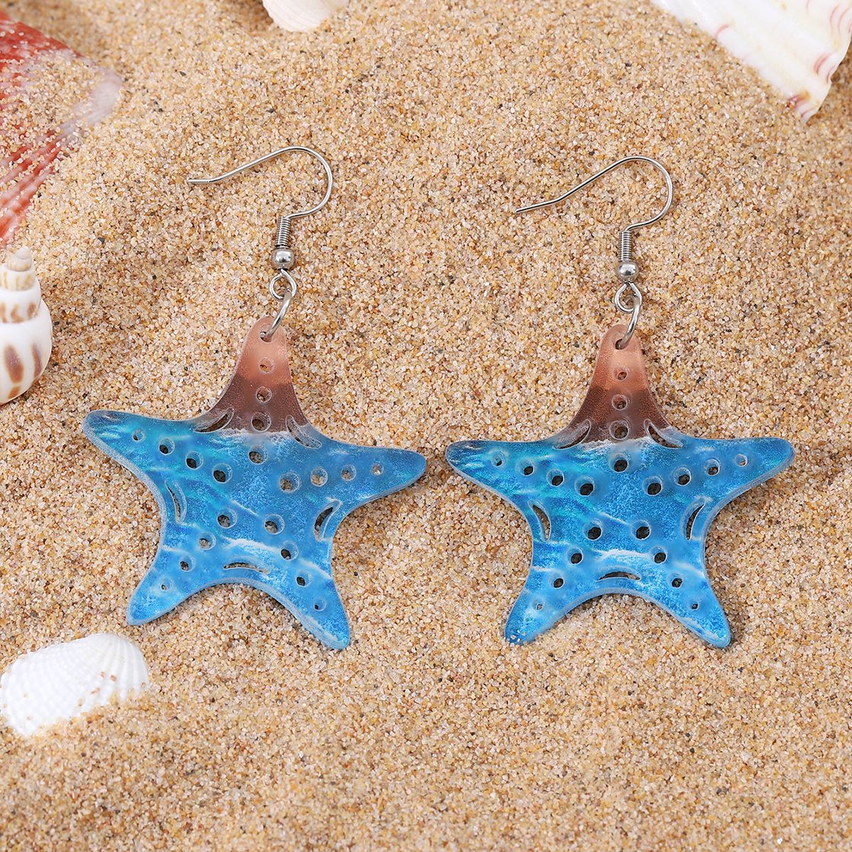 Wholesale Bohemian Wave Starfish Turtle Shell Seahorse Pendant Acrylic Earrings