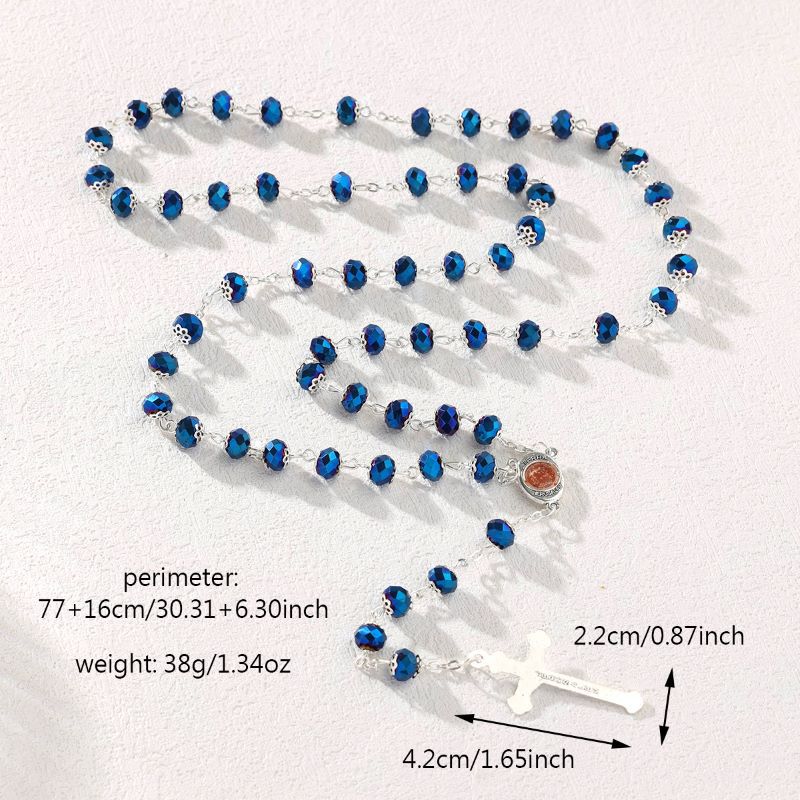Wholesale 5pcs/pack Crystal Torus Cross Rosary Necklace