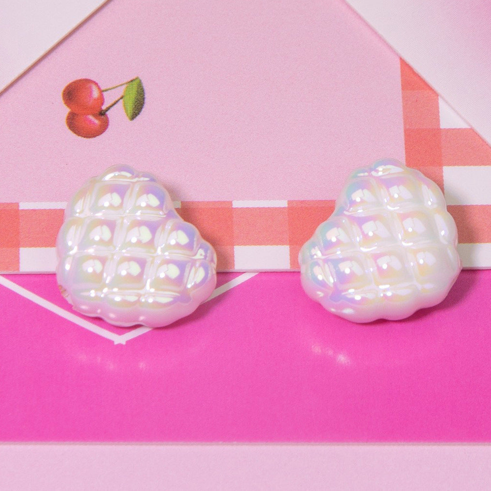 Wholesale 10pcs Cream Waffle Diamond Lattice Love Beads Plated Color Beads