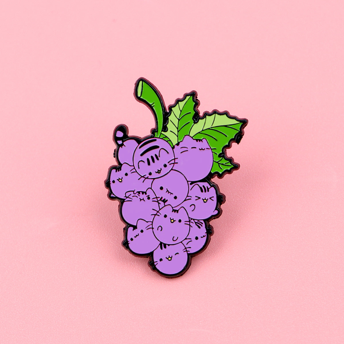 Wholesale Cartoon grape cat brooch cartoon metal badge