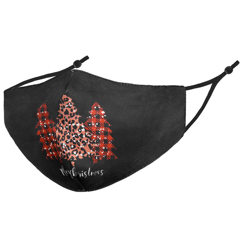Wholesale Christmas Winter Warm Cartoon Black Three-Layer Printed Washable Cloth Cotton Mask