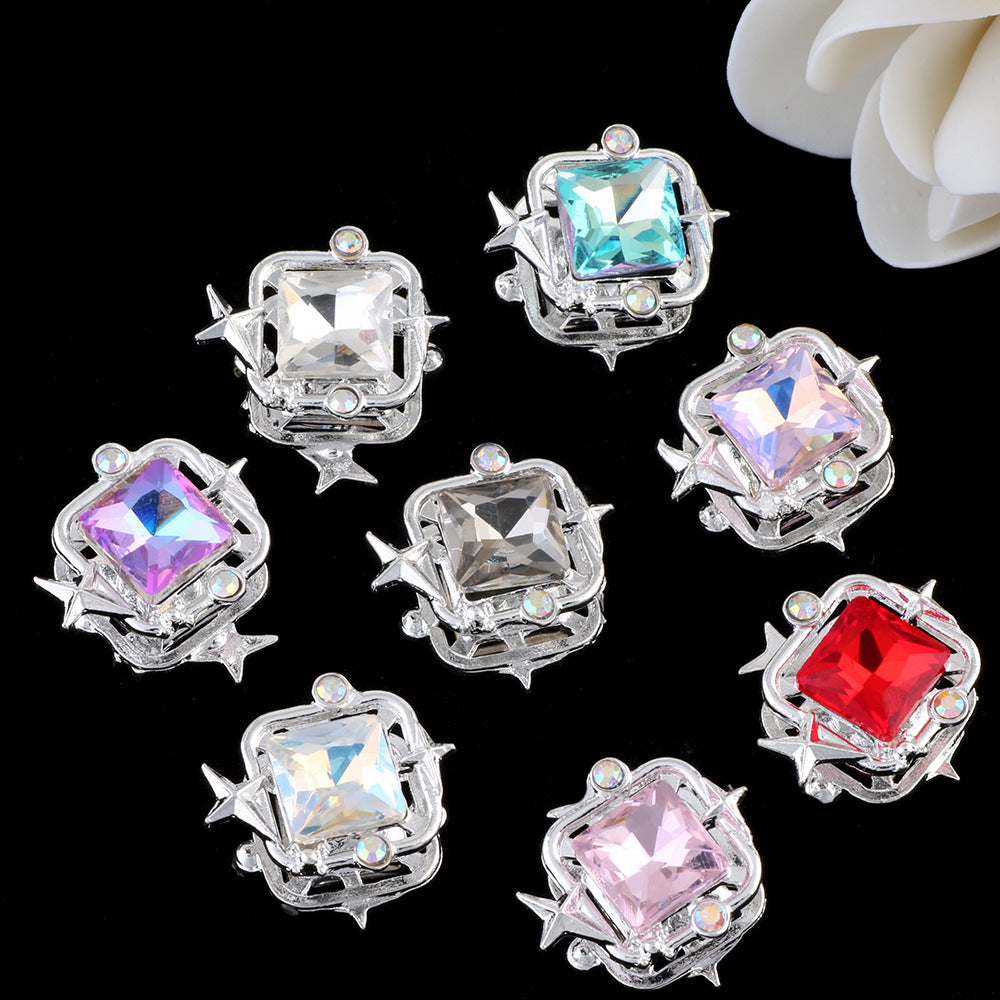 Wholesale 10pcs Double sided alloy colored star square straight hole beads