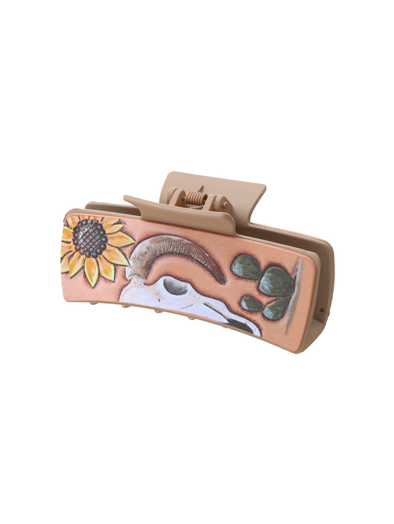 Wholesale Western Style MAMA Cactus HOWDY Sunflower Leather Hair Clip Shark Clip