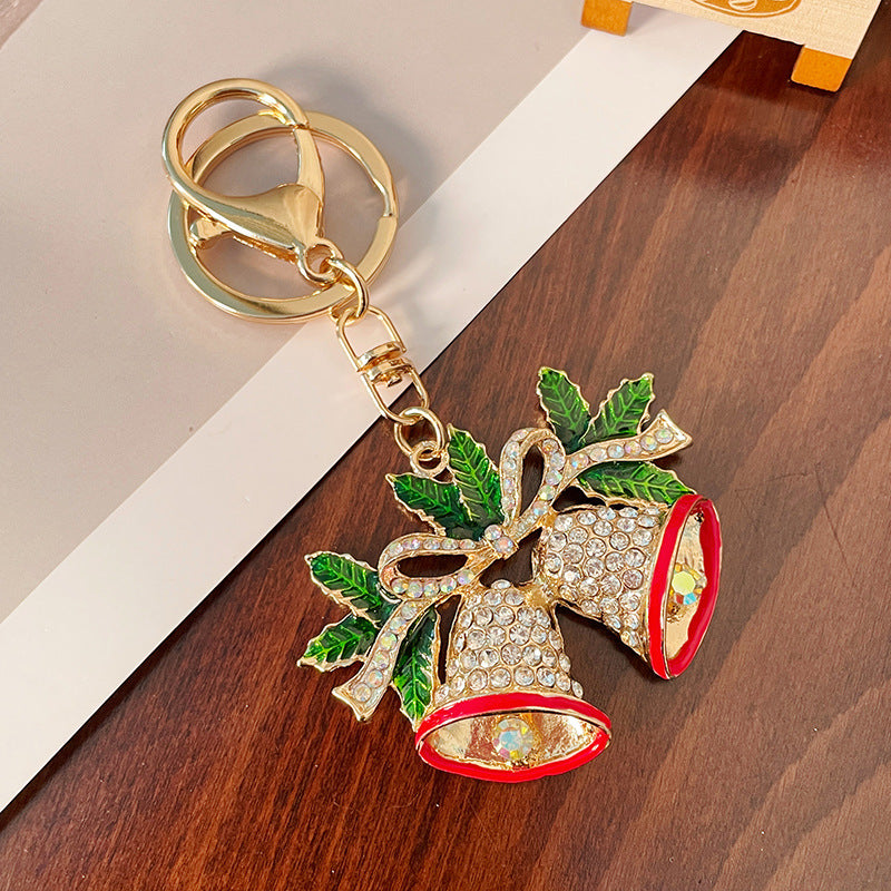Wholesale Zinc Alloy Christmas Diamond Bell Keychain