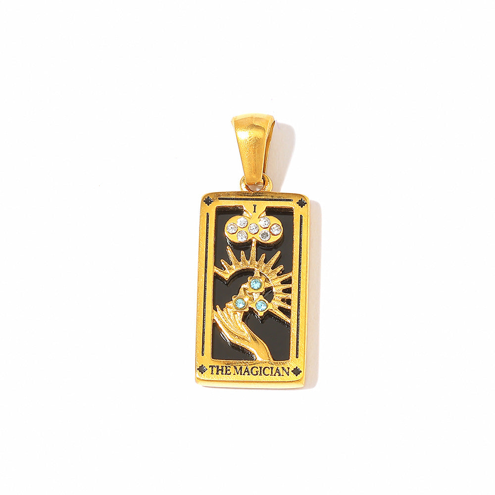 Wholesale Stainless Steel Gold Tarot Card Pendant