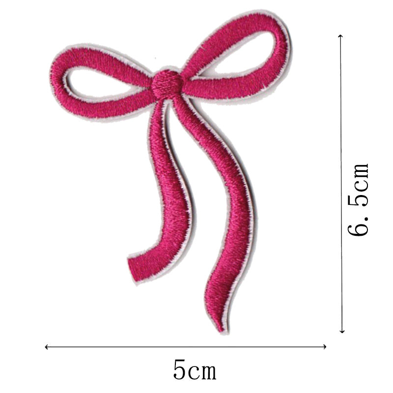 Wholesale Pink bow embroidery DIY Patches