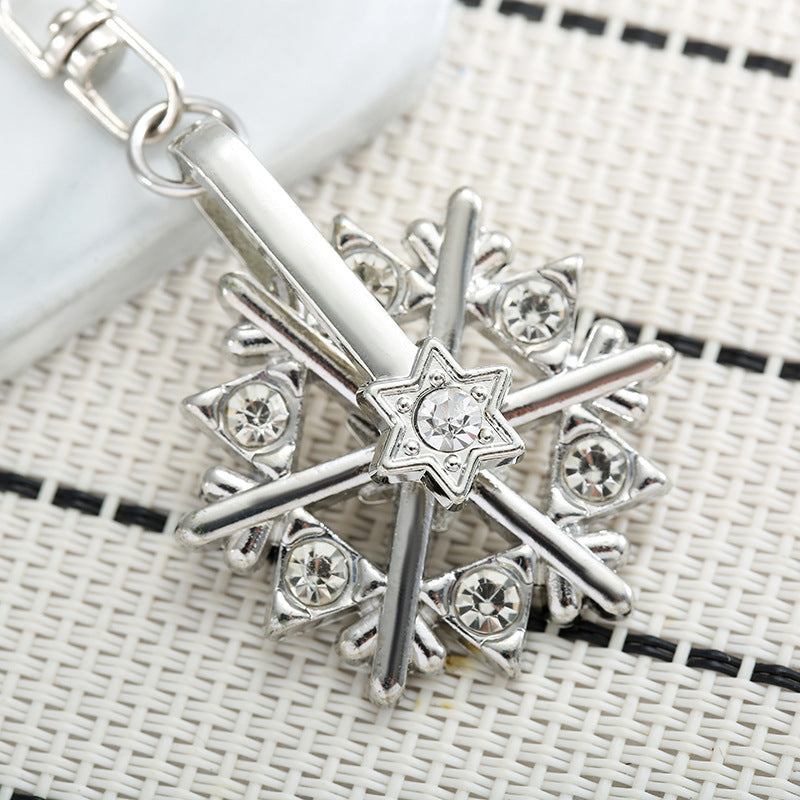 Wholesale Rotatable Diamond Snowflake Keychain