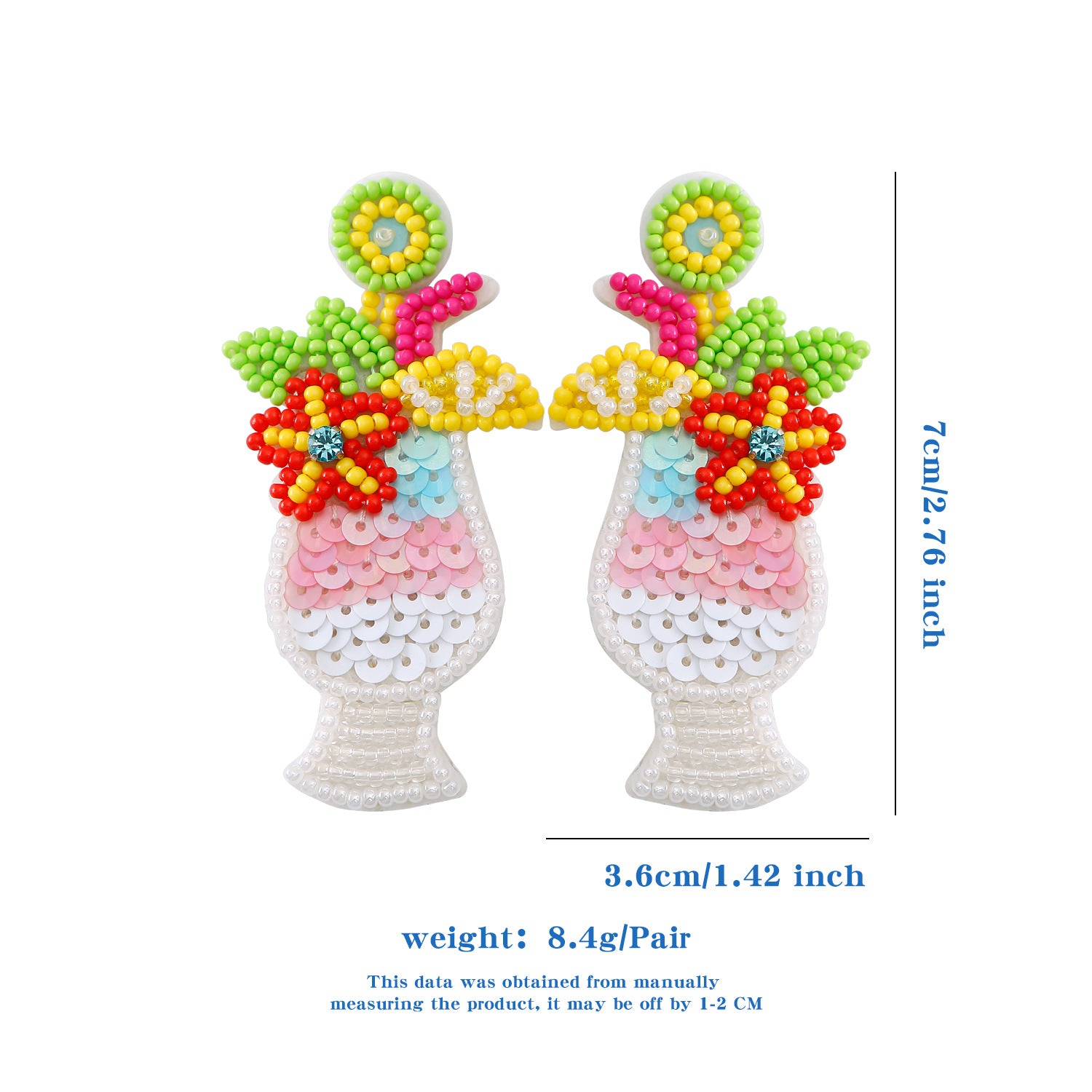 Wholesale Bohemian Handmade Beaded Fruit Series Rice Bead Earrings