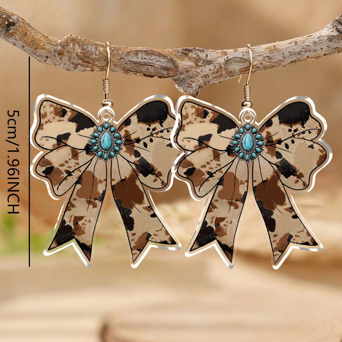 Wholesale Modern Leopard Cow Print Bowknot Acrylic Pendant Earrings For Everyday Party Wear Boutique Resale