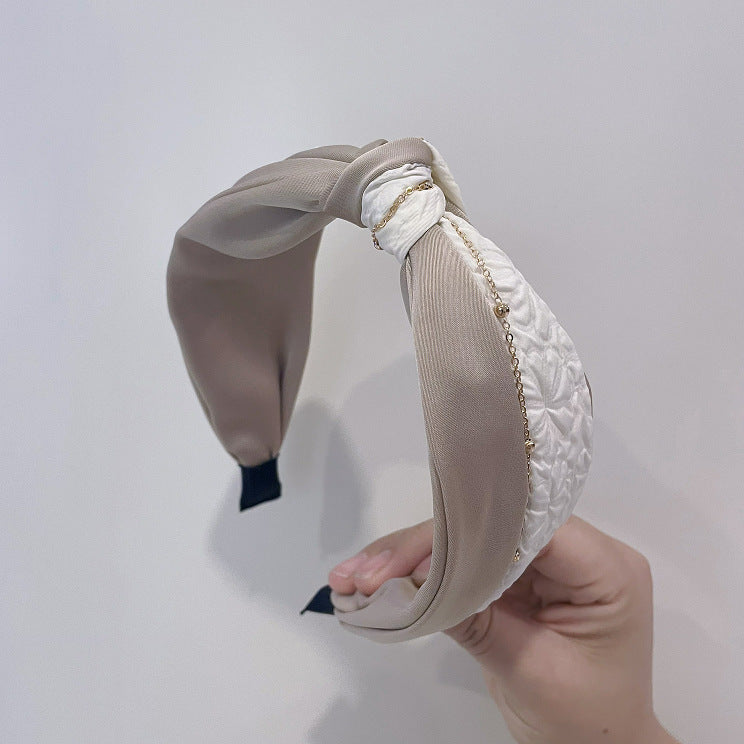 Wholesale   Light luxury high Skull top headband female high-end hairpin knotted wide edge hair pressing headband  face