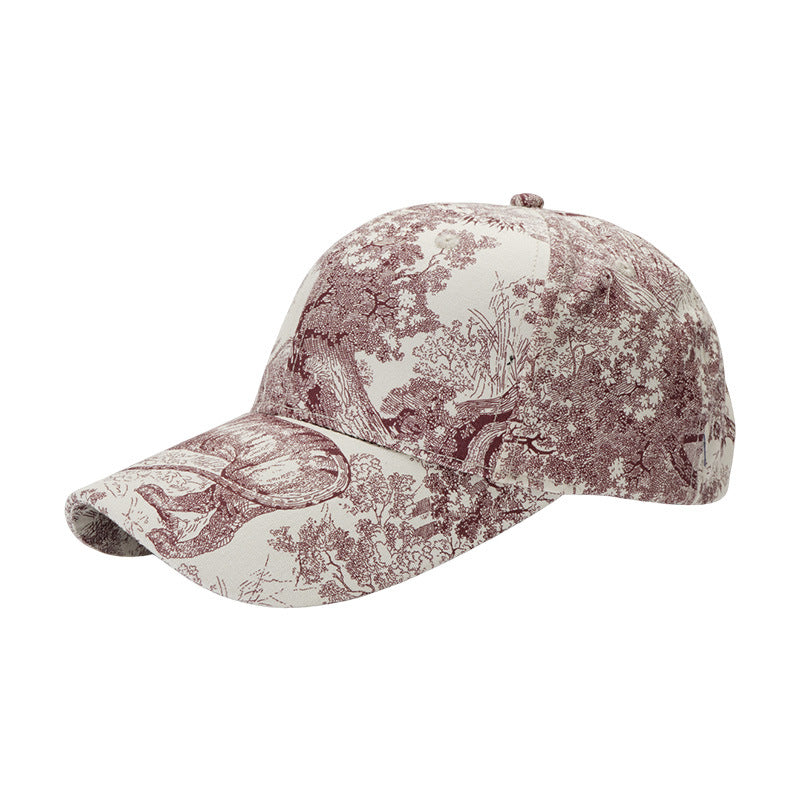 Wholesale The New Big Head Circumference Hard Top Cotton Fashion National Style Landscape Painting Cap