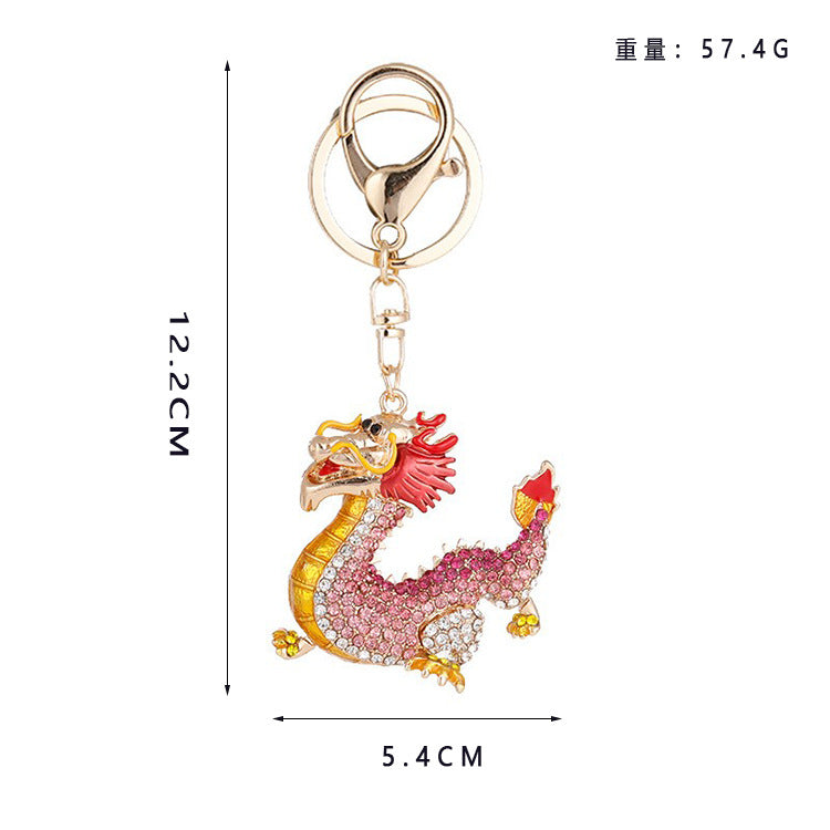 Wholesale Chinese Style Animal Zodiac Dragon Alloy Rhinestone Keychain