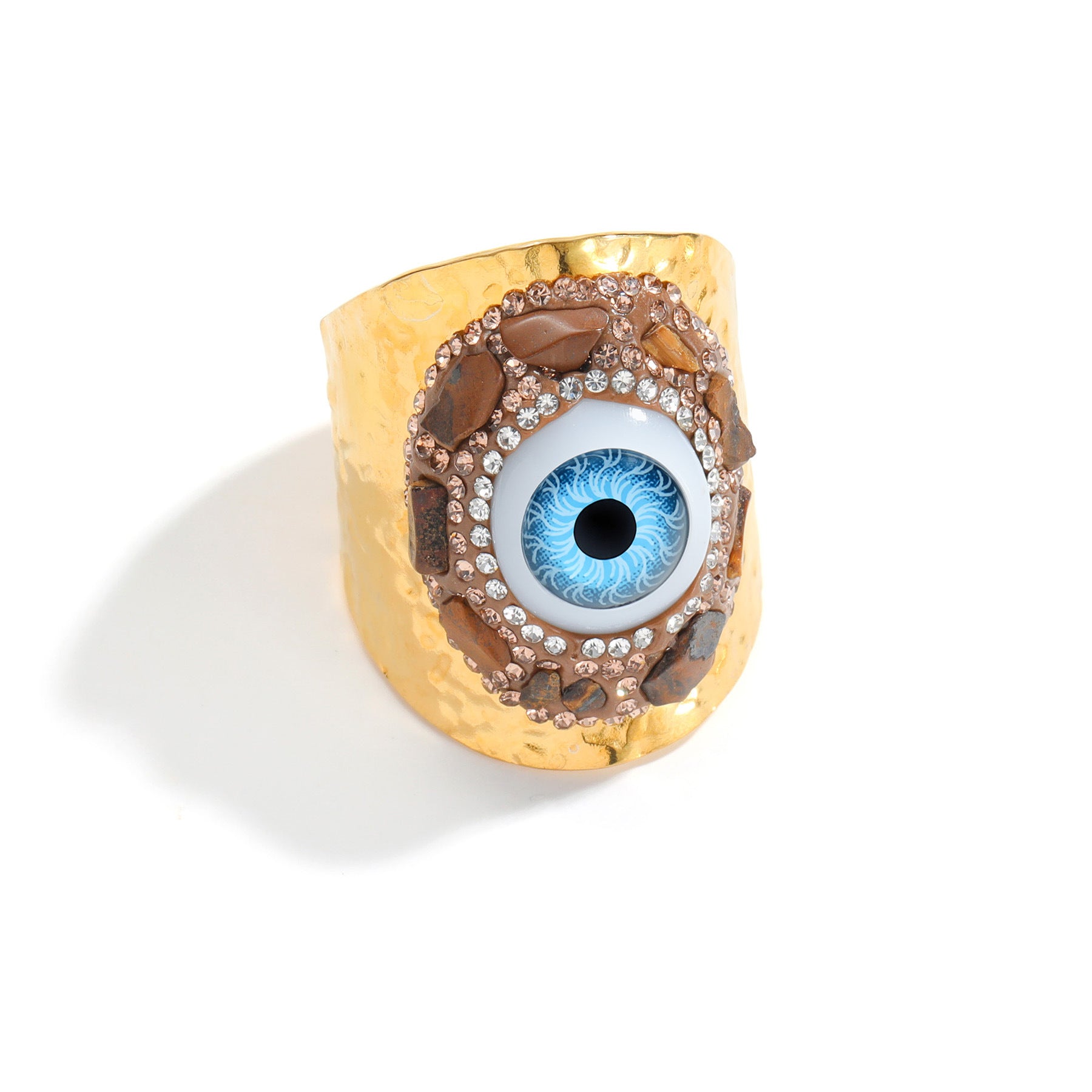 Wholesale Gold Plated Stainless Steel Evil Eye Rhinestone Statement Ring Chic Jewelry Accessory For Everyday Wear And Gift