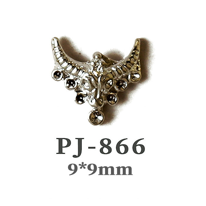 Wholesale  Metal Nail Art Charms Antelope Head Wings Leopard Head Manicure Decorative Accent