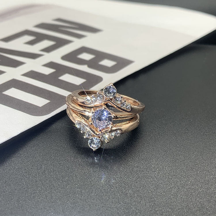 Conjunto de tres anillos de diamantes de aleación de aleación al por mayor de tres anillos