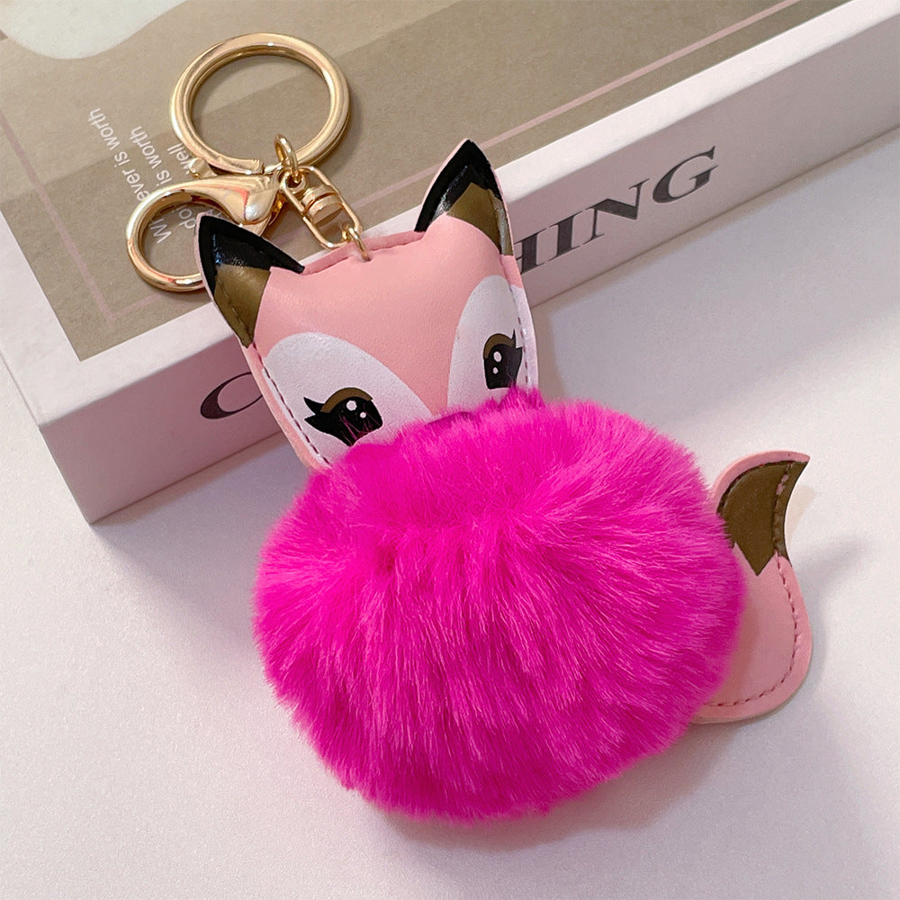 Wholesale Cartoon Cute Fox PU Plush Key Chain