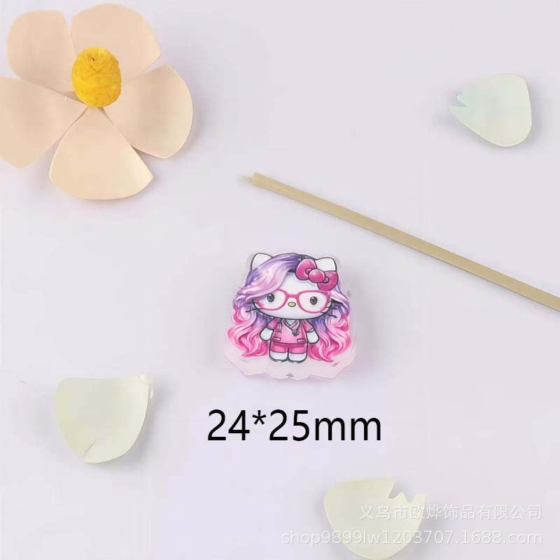 Wholesale 10pcs Cartoon print transparent acrylic beads OLY Exclusive