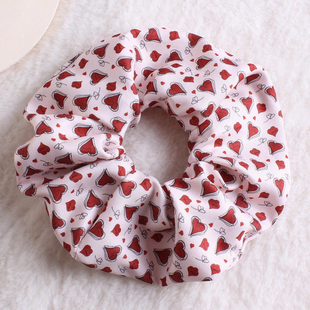 Wholesale Valentine' s Day  Floral Large Intestine Fabric Hair Scrunchies