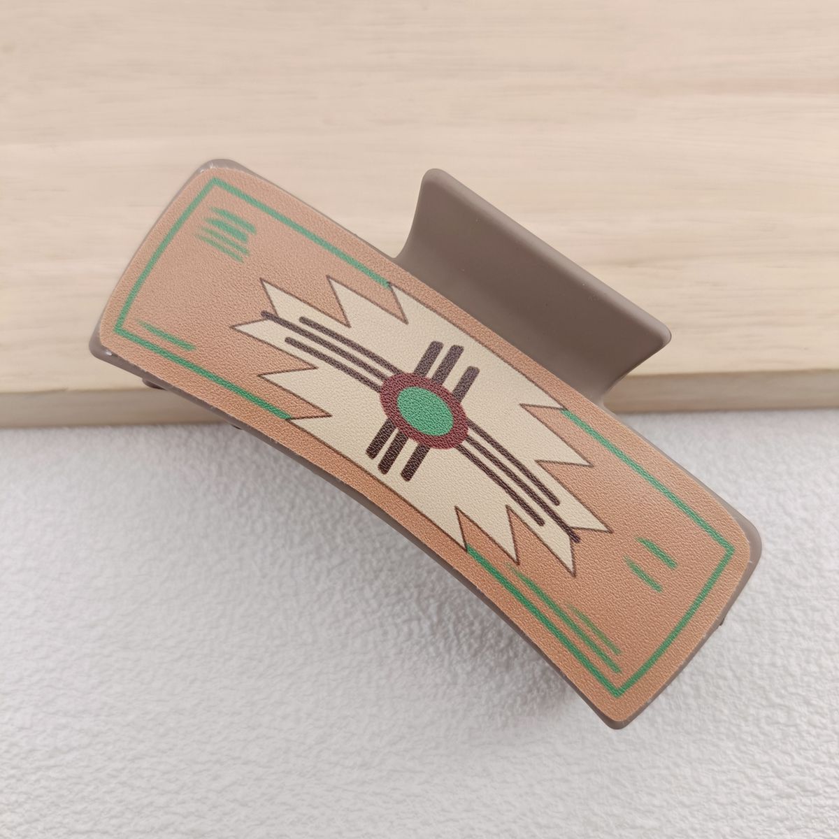 Wholesale PU Leather Shark Clip Retro Playing Cards Print Women S Fashion Hair Accessory