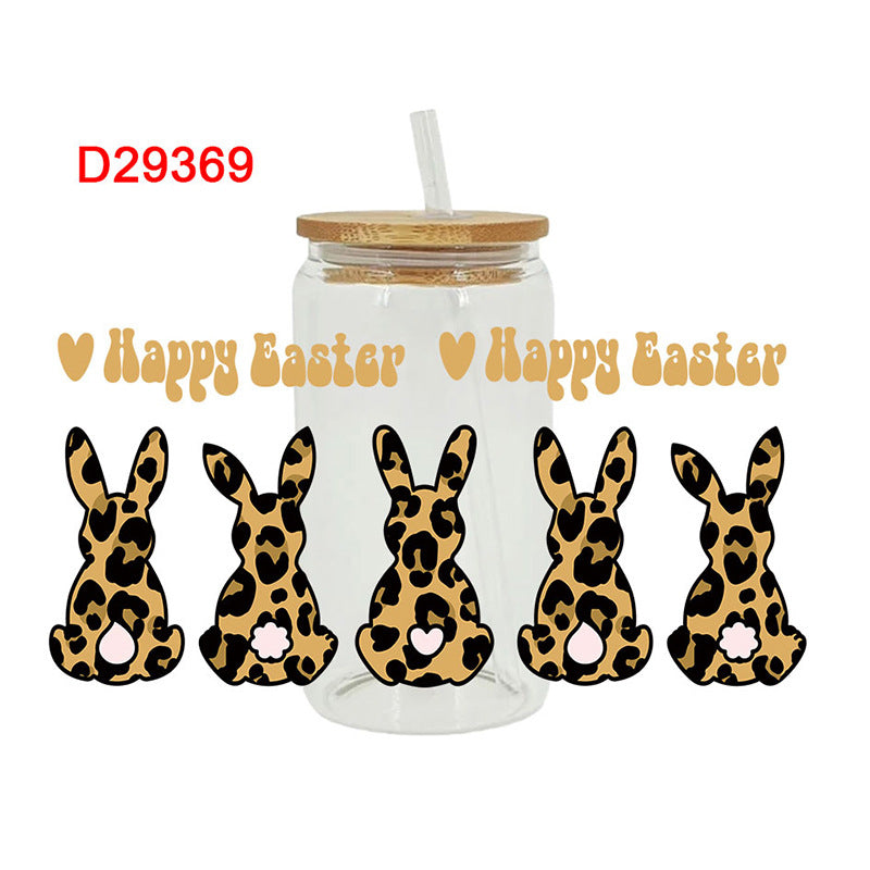 Wholesale Colorful Rabbit Pattern Egg Easter 16oz Cup UV DTF Wraps