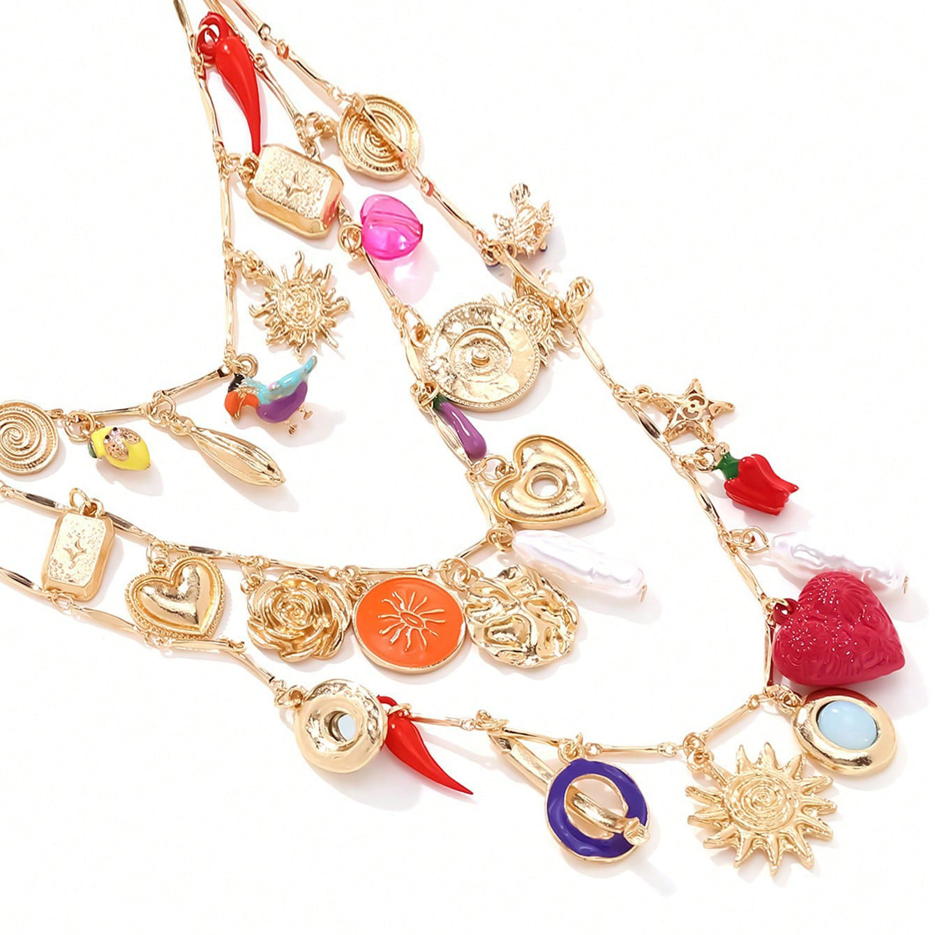 Wholesale Bohemian Love Bird Pearl Multi Layer Necklace