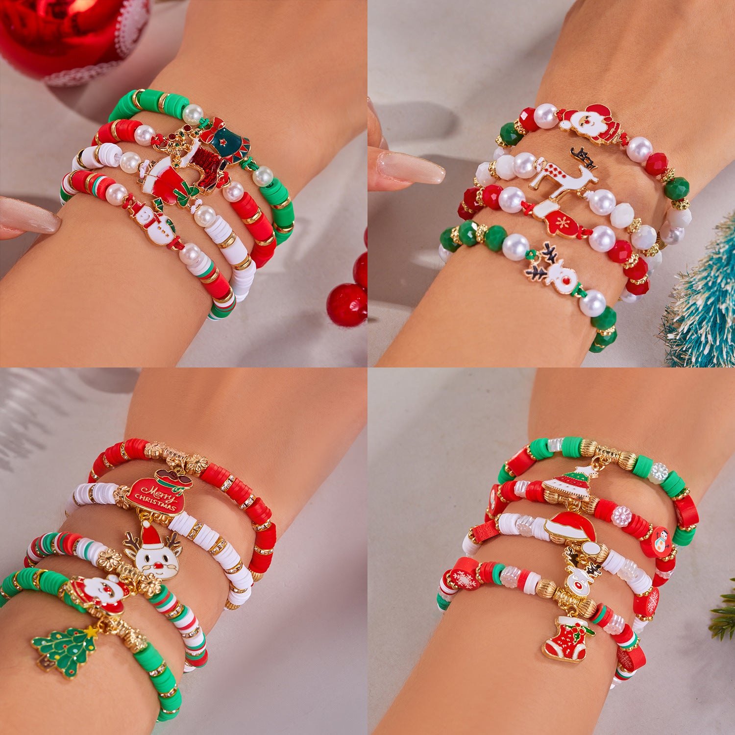 Wholesale Christmas Colored  Layered Bracelet Set
