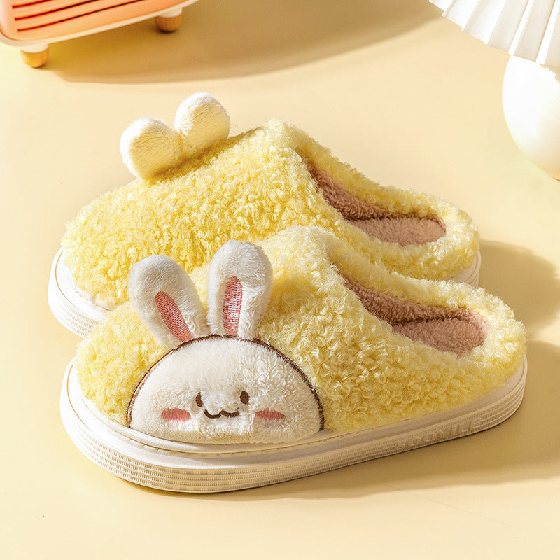 Wholesale Non-slip Warm Thick-soled Cute Cartoon Couple Plush Cotton Slippers