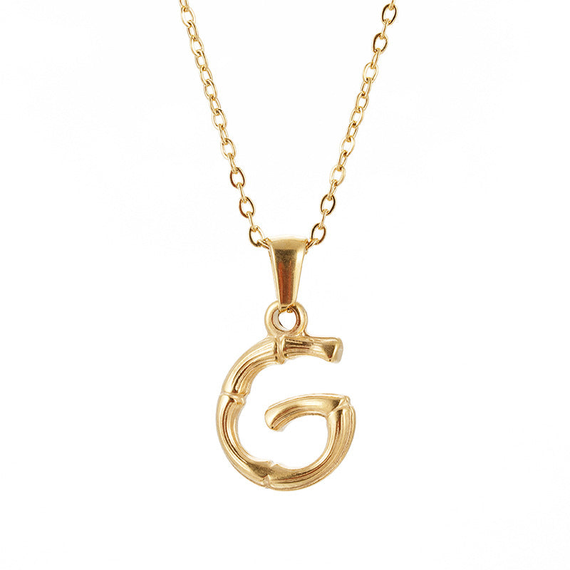 Wholesale Stainless Steel Plated 18K Bamboo Letter Necklace