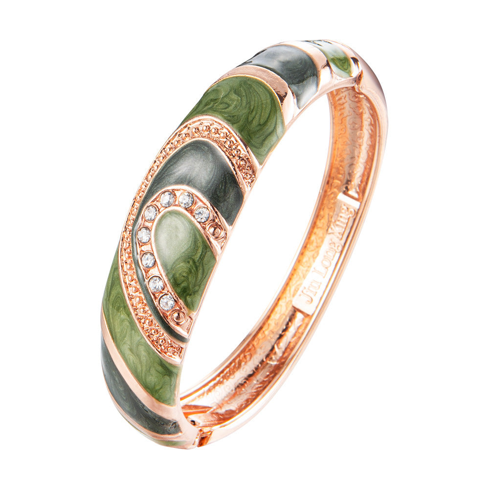 Wholesale Enamel Diamond Set Color Matching Geometric Drop Oil Alloy Bracelet