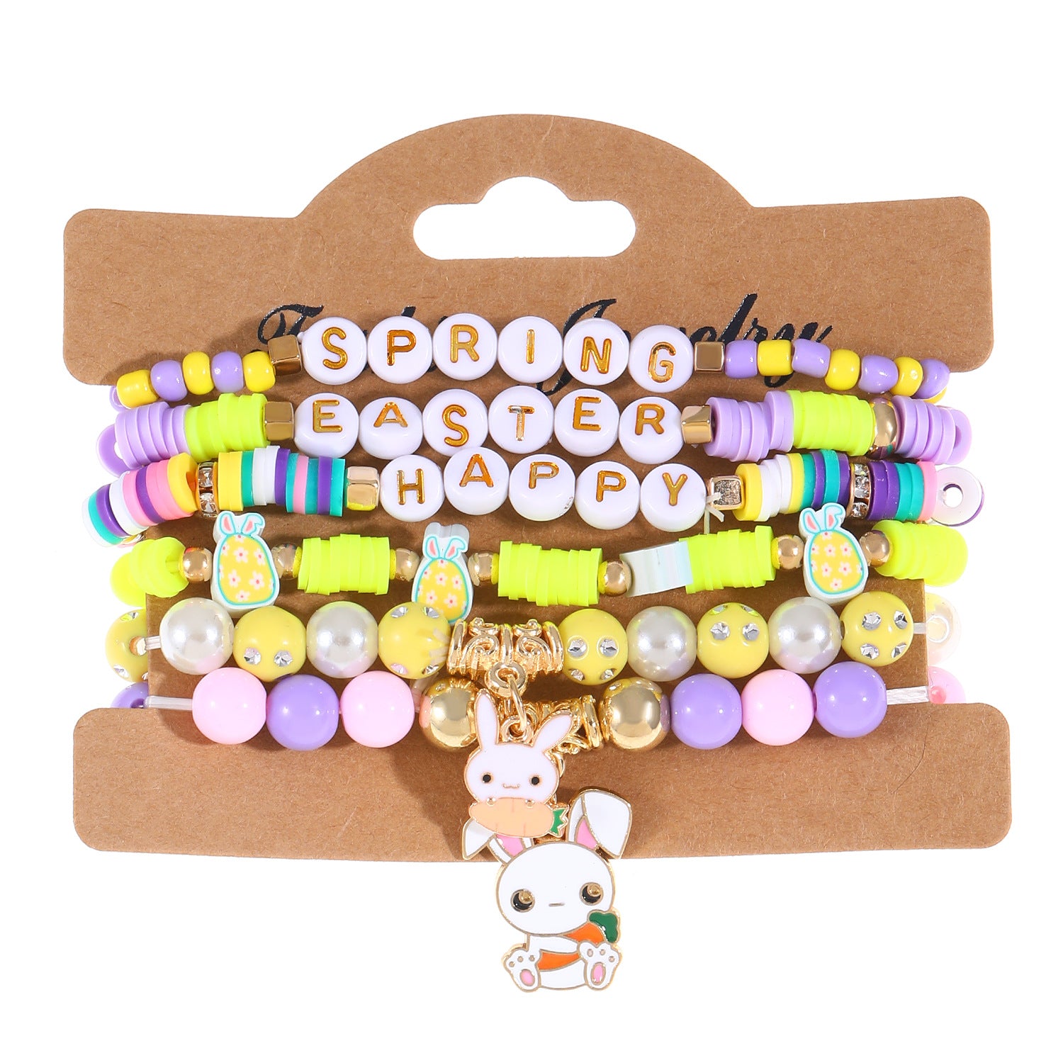 Wholesale Easter Rabbit Love Color Soft Ceramic Elastic Bracelet